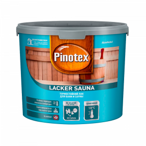 Лак Pinotex Lacker Sauna термостойкий на водной основе для бани и сауны полуматовый (2,7л)