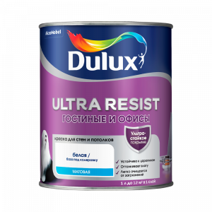 Краска Dulux Ultra Resist Гостиные и Офисы водно-дисперсионная матовая база BC ( 0,9л)