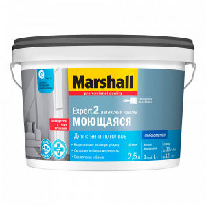 Краска Marshall Export-2 водно-дисперсионная для стен и потолков глубокоматовая база BC ( 2,5л)