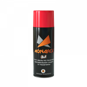 Грунт-эмаль по ржавчине 3в1 аэрозольная Monarca (520 мл, 270г.), RAL3020 Светофорно-Красный