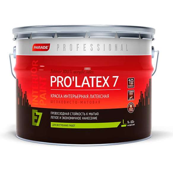 Краска латексная PARADE PRO'LATEX Е7 база С шелк-мат. 9л