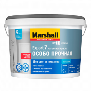 Краска Marshall Export-7 водно-дисперсионная для стен и потолков матовая база BW ( 9л)