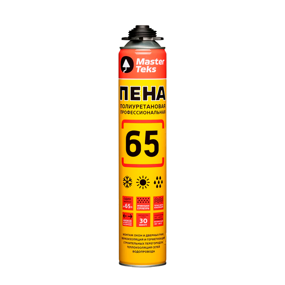 Пена полиреутановая 65проф всесезонная MasterTeks 825мл